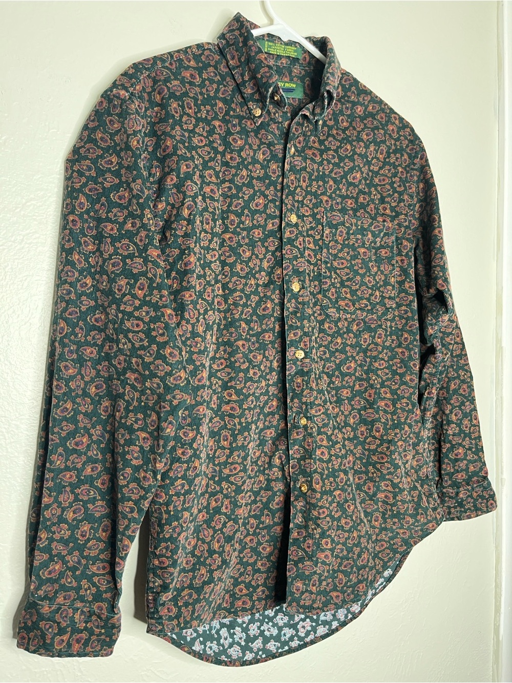 Vintage Embassy Row Corduroy Paisley Button Up - Men’s S Dark Academia Funky